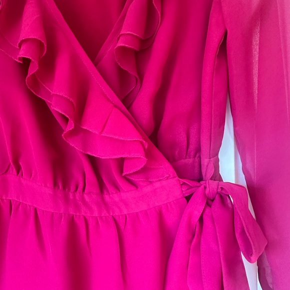 ASOS Pink Ruffle Wrap Dress - Picture 3 of 6